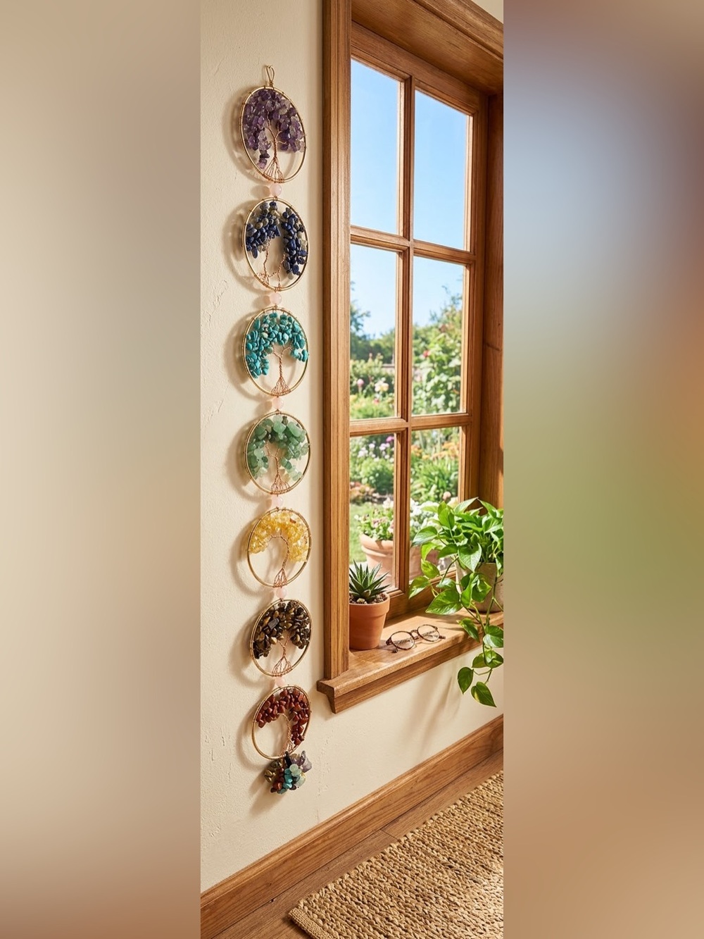 Tree of Life Chakra Stones Healing Crystals Hanging Ornament